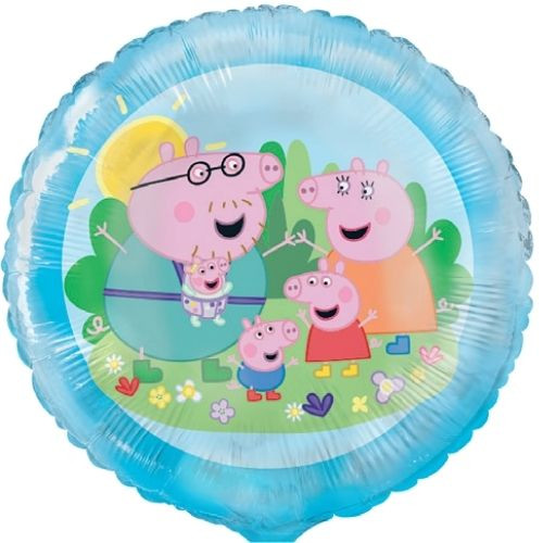 An 18 inch Peppa Pig Family Round Foil Balloon, manufactured by Unique.