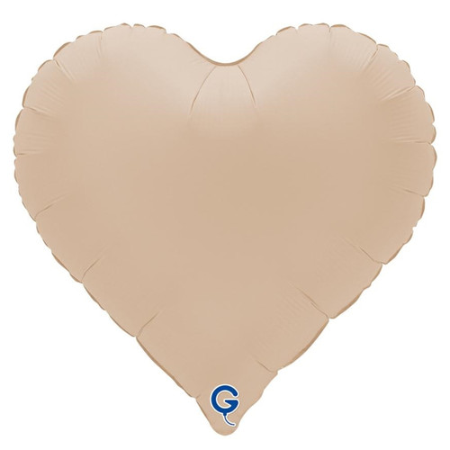 An Unpackaged 18 inch Soft Matte Cappuccino Heart Foil Balloon, manufactured by Grabo.