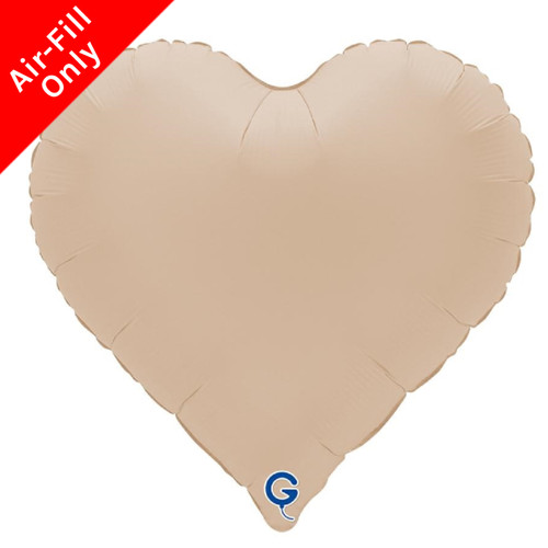 An Unpackaged 18 inch Soft Matte Cappuccino Heart Foil Balloon, manufactured by Grabo.