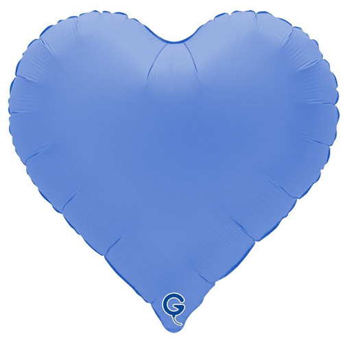 An Unpackaged 18 inch Soft Matte Lotus Blue Heart Foil Balloon, manufactured by Grabo.