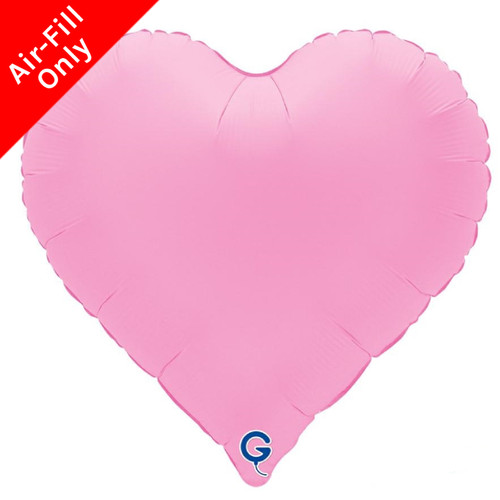 An Unpackaged 18 inch Soft Matte Sakura Pink Heart Foil Balloon, manufactured by Grabo.