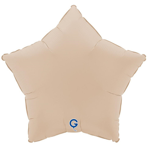 An Unpackaged 18 inch Soft Matte Cappuccino Star Foil Balloon, manufactured by Grabo.