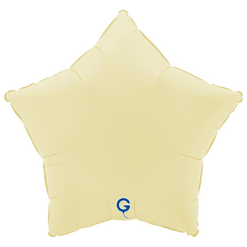 An Unpackaged 18 inch Soft Matte French Butter Star Foil Balloon, manufactured by Grabo.