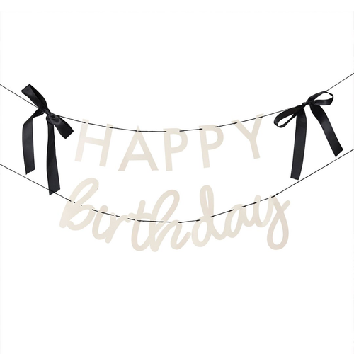 A Black Bow Happy Birthday Paper Banner, measuring approx. 2m.