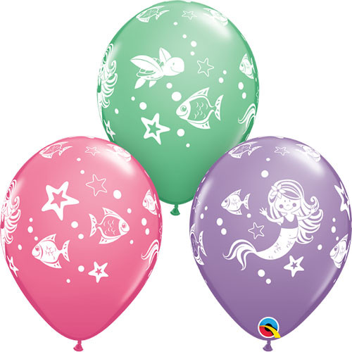 11 inch Merry Mermaid & Friends Latex Balloon Assortment (6)