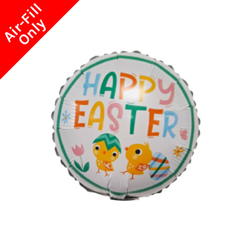 An unpackaged 9 inch Colourful Happy Easter Foil Balloon, manufactured by Unique.