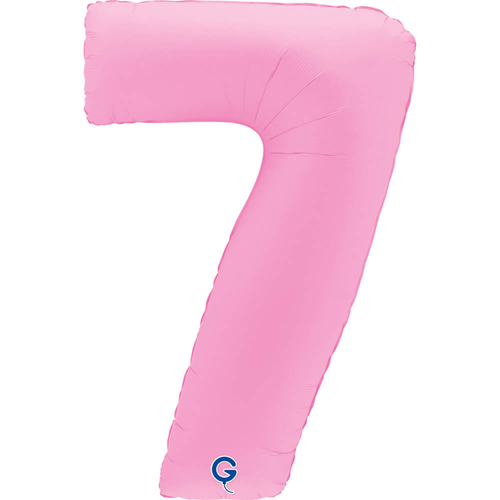 A 40 inch Sakura Pink Number 7 Soft Matte Foil Balloon, manufactured by Grabo.