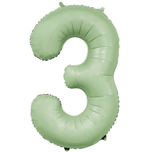 A 34 inch Avocado Number 3 Foil Balloon, manufactured by Sensations.