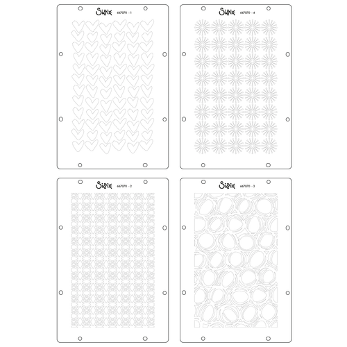 An A5 Buildables Backgrounds Stencil Set by Vicki Boutin, manufactured by Sizzix.