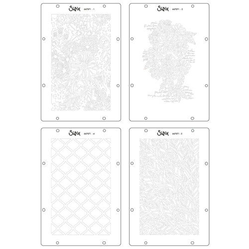 An A5 Buildables Botanicals Stencil Set by Vicki Boutin, manufactured by Sizzix.