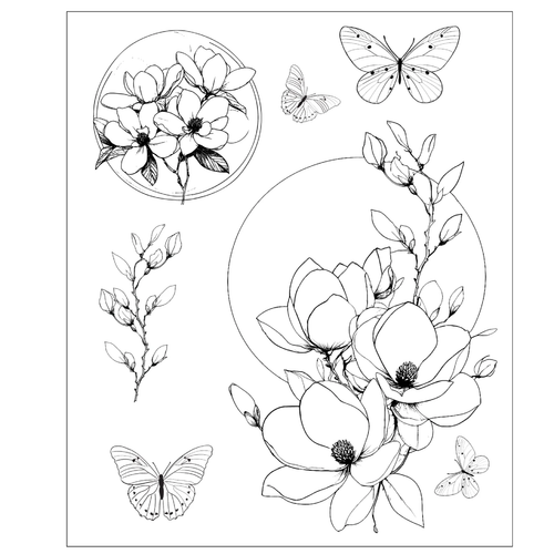 A Magnolia Flower by Willow Wolfe Clear Stamps Set, manufactured by Sizzix.