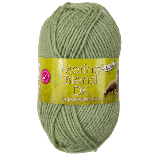 A 50g ball of Merino Blend DK Sage Wool, manufactured by King Cole.