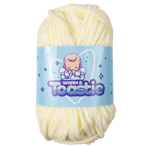 A 200g ball of Warm & Toastie Super Chunky Cream Polyester Yarn, manufactured by King Cole.
