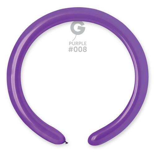 A pack of 100 2" Standard Purple Entertainer Balloons, manufactured by Gemar.