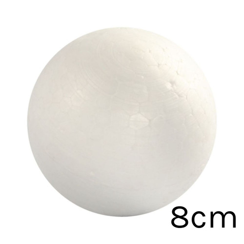 A pack of five Plain Polystyrene Balls, measuring approximately 8cm.