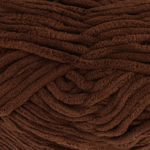 A 200g ball of Warm & Toastie Super Chunky Chocolate Polyester Yarn, manufactured by King Cole.
