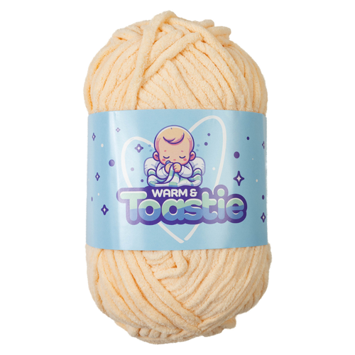 A 200g ball of Warm & Toastie Super Chunky Blush Polyester Yarn, manufactured by King Cole.