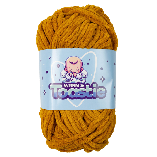 A 200g ball of Warm & Toastie Super Chunky Mustard Polyester Yarn, manufactured by King Cole.