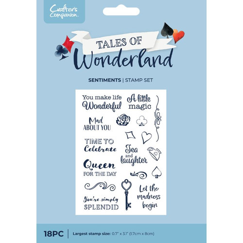 A Tales of Wonderland Sentiments Stamp Set, manufactured by Crafter’s Companion.