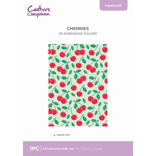 A 3D Cherries Embossing Folder, manufactured by Crafter’s Companion.