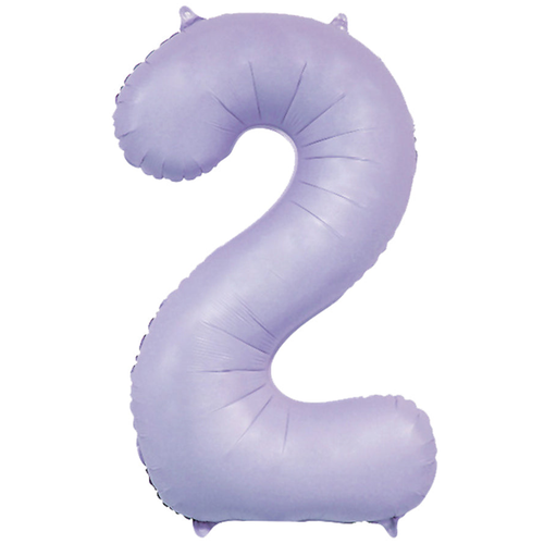 A 34 inch Matte Lilac Number 2 Foil Balloon, manufactured by Sensations.