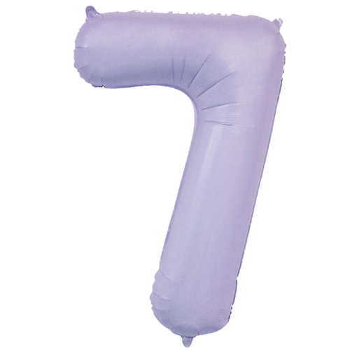 A 34 inch Matte Lilac Number 7 Foil Balloon, manufactured by Sensations.