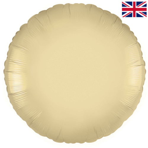 An unpackaged 18" Gold Silk Round Foil Balloon, manufactured by Oaktree.