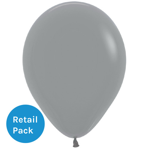 A pack of 12 12-inch Fashion Urban Grey Latex Balloons, manufactured by Sempertex