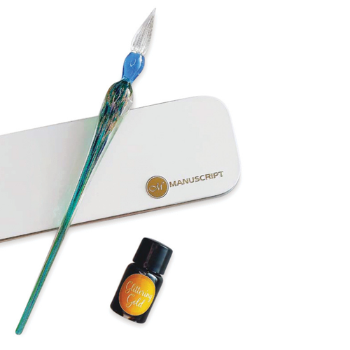 A Manuscript Glass Dip Pen Set.