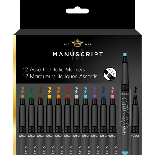 A Manuscript Callicreative Calligraphy Broad Italic Marker Set.