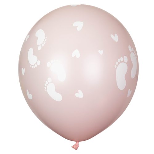 19 inch Baby Footprints Powder Pink Gemar Latex Balloons (10)