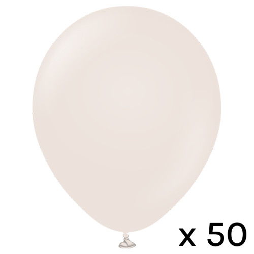 A pack of 50 12" Retro White Sand Latex Balloons, manufactured by Kalisan.