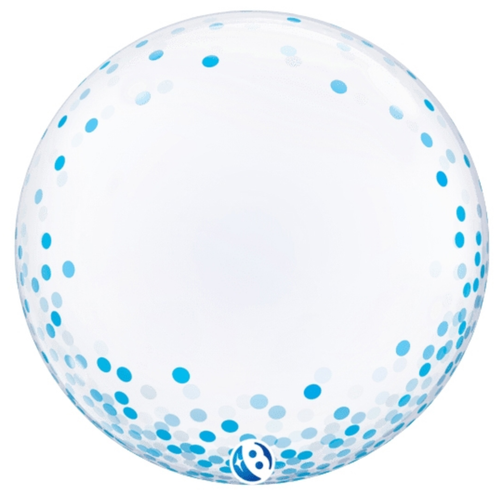 A 24" Blue Confetti T-Bubble Balloon.