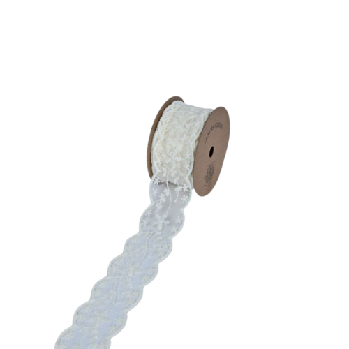 An Ivory Floral Lace Ribbon.