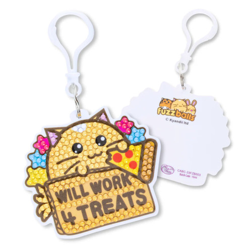 A Whisky The Cat Fuzzballs Will Work 4 Treats Bag Charm Crystal Art Kit.