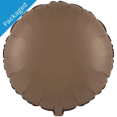 An 18 inch Matte Chocolate Brown Round Foil Balloon.