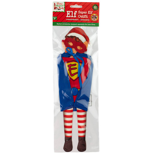 A blue superhero cape outfit for elves.