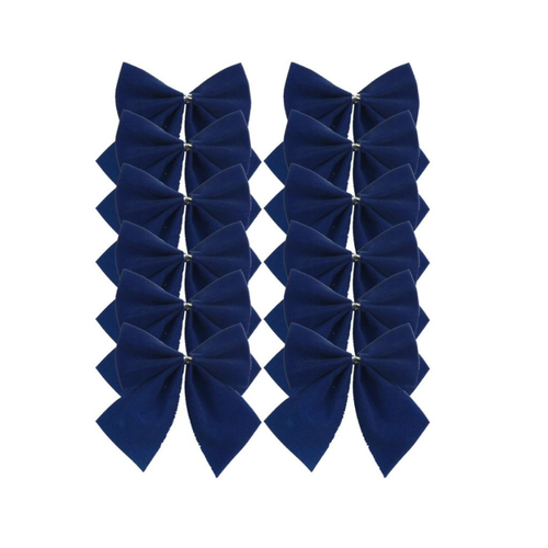 A pack of 12 6cm Navy Wired Bows.