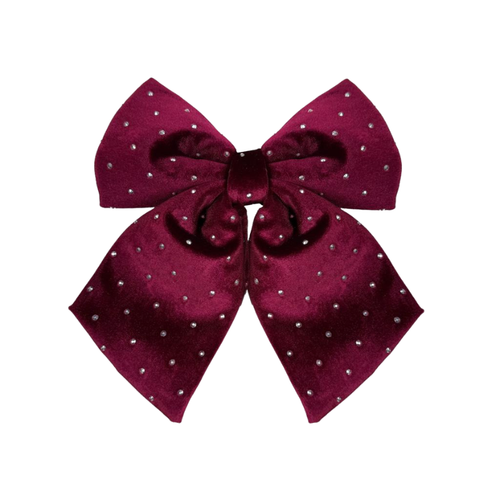 A 24cm Burgundy Bow with Diamantés.