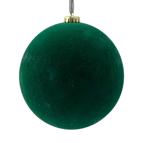 A 15cm green large flocked bauble.