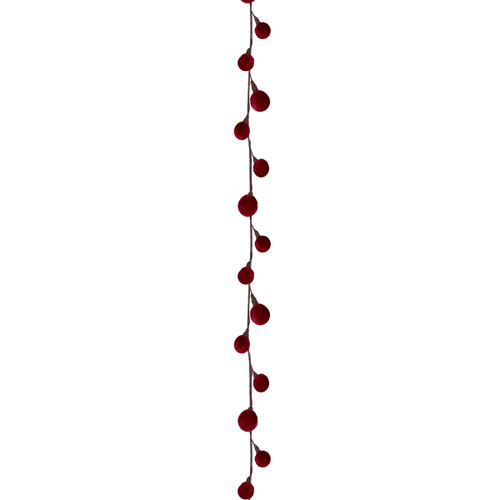 A 1.4m dark red velvet ball garland.