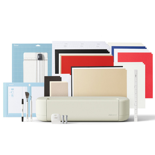 A Cricut Explore 5 Digital Cutting Machine + Essentials Bundle Kit.
