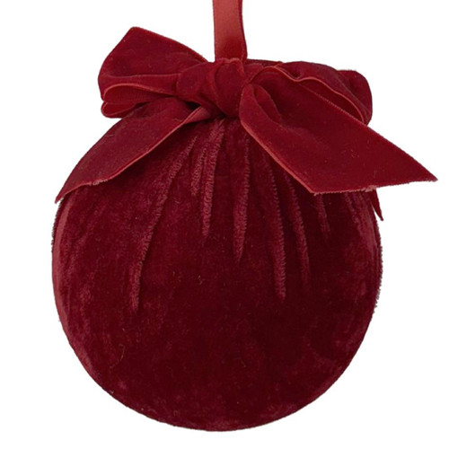 A 12cm Red Velvet Bow Bauble.