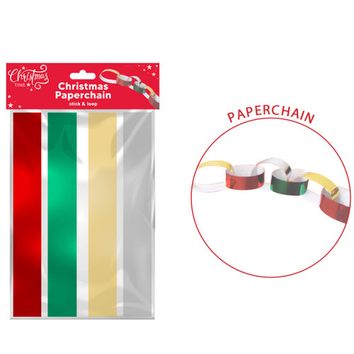 A pack of Christmas Assorted Foil Paper Chains.