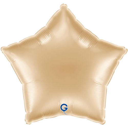 An unpackaged 18" White Gold Star Foil Balloon, manufactured by Grabo.