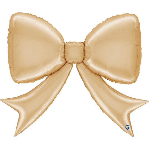 A 41 inch White Gold Bow Foil Balloon, manufactured by Grabo.