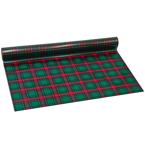 A roll of Green Tartan Cello Film Wrap.