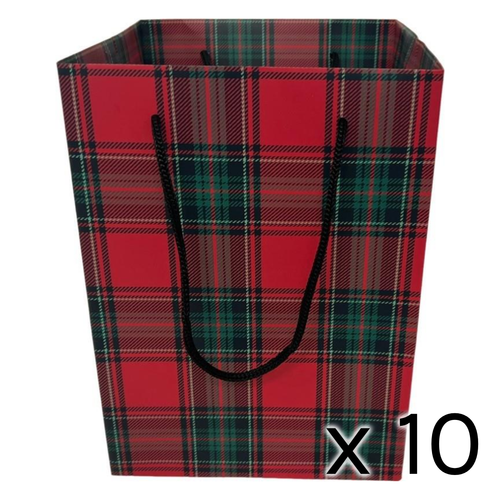 A Red Tartan Flower Bag.