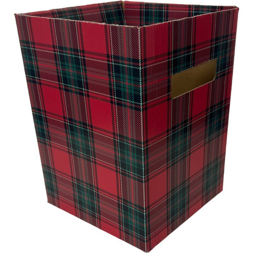 A Red Tartan Flower Box with handles.