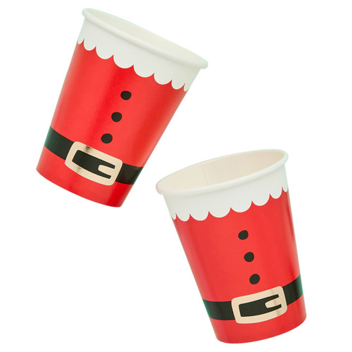 A pack of 8 Santa Suit Paper Cups.